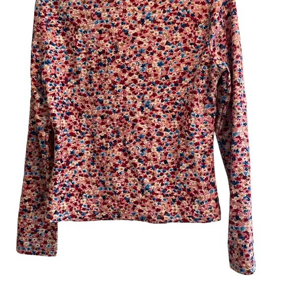 Ladies mock neck large women’s shirt. Pink. Floral - Picture 4 of 5